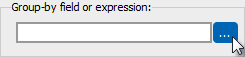 Group by field or expression section of the group band options dialog. There is an empty text field with a browse button to the right.